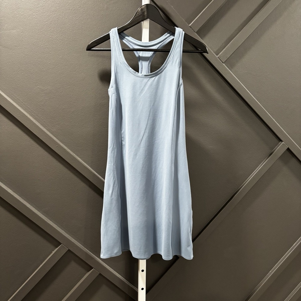Athleta On My Way Dress Size S Cottage Blue Sleeveless Racerback Active Mini